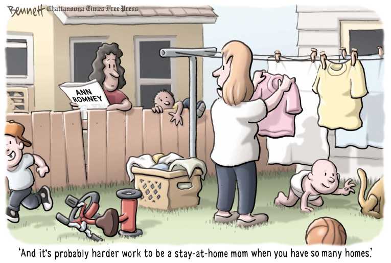 Political/Editorial Cartoon by Clay Bennett, Chattanooga Times Free Press on GOP Defends Ann Romney