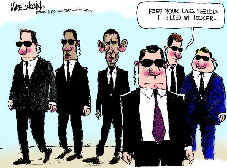 Political/Editorial Cartoon by Mike Luckovich, Atlanta Journal-Constitution on Sex Scandal Rocks Secret Service