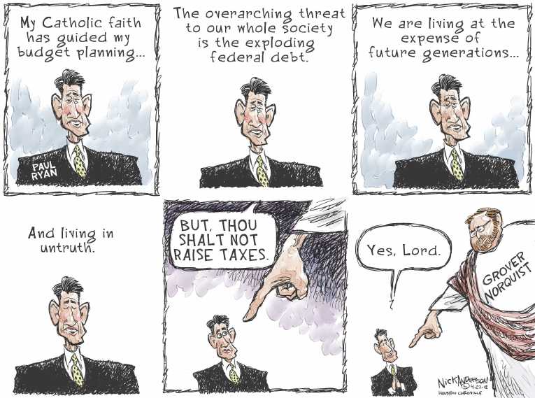 Political/Editorial Cartoon by Nick Anderson, Houston Chronicle on Economy Showing Signs of Life