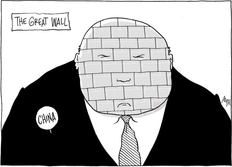 Political/Editorial Cartoon by Tony Auth, Philadelphia Inquirer on Chinese Dissident Cleared to Flee