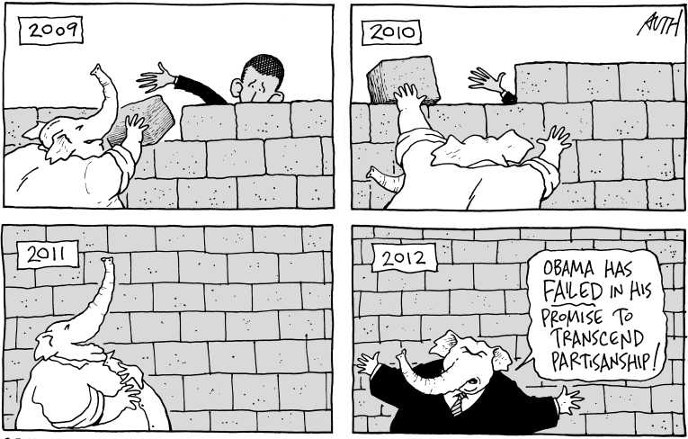 Political/Editorial Cartoon by Tony Auth, Philadelphia Inquirer on GOP Calls Out President