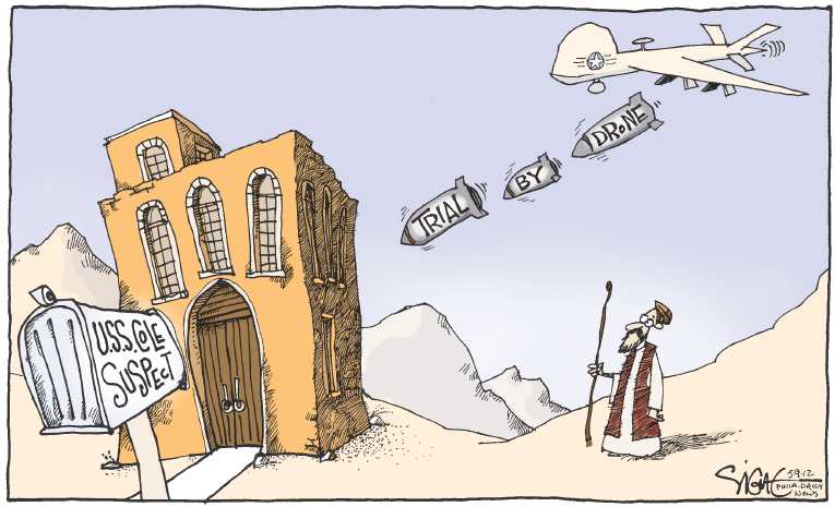 Political/Editorial Cartoon by Signe Wilkinson, Philadelphia Daily News on War on Terror Escalates