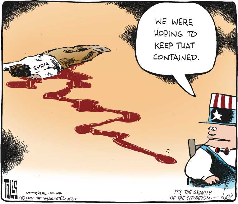 Political/Editorial Cartoon by Tom Toles, Washington Post on Unrest Grows in Syria