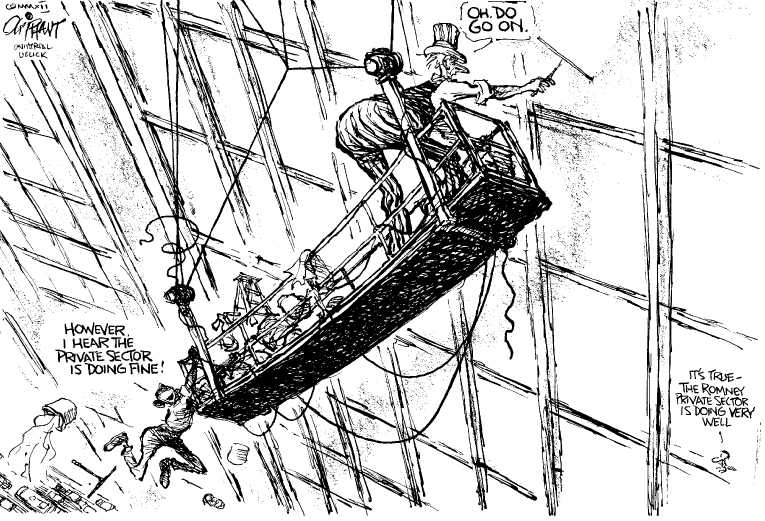 Political/Editorial Cartoon by Pat Oliphant, Universal Press Syndicate on Republican Economic Plan Working