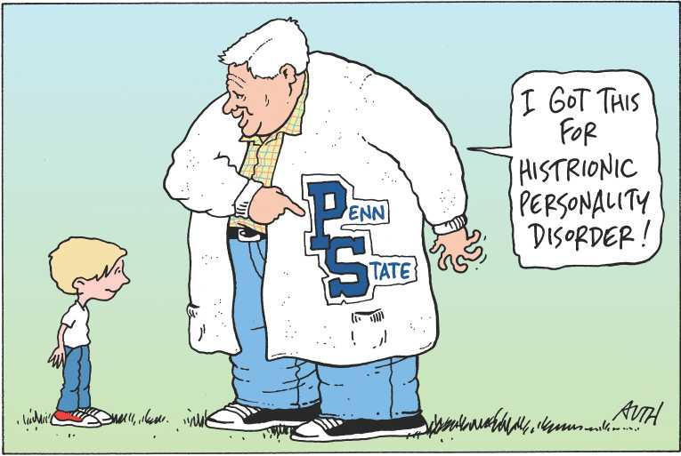 Political/Editorial Cartoon by Tony Auth, Philadelphia Inquirer on Sandusky Trial Begins