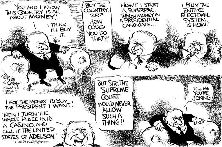Political/Editorial Cartoon by Pat Oliphant, Universal Press Syndicate on Presidential Race Tightening