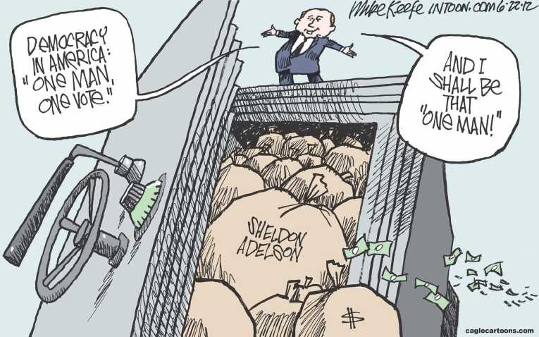 Political/Editorial Cartoon by Mike Keefe, Denver Post on Supreme Court Rules: Money Talks