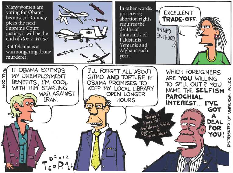 Political/Editorial Cartoon by Ted Rall on Romney Vows to Repeal ObamaCare