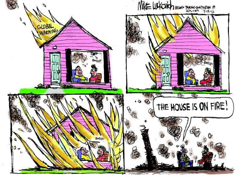 Political/Editorial Cartoon by Mike Luckovich, Atlanta Journal-Constitution on Record Heat Sweeps Nation