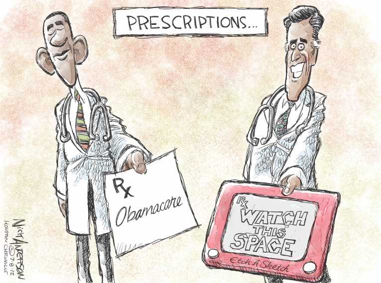 Political/Editorial Cartoon by Nick Anderson, Houston Chronicle on GOP Warns of Death Panels