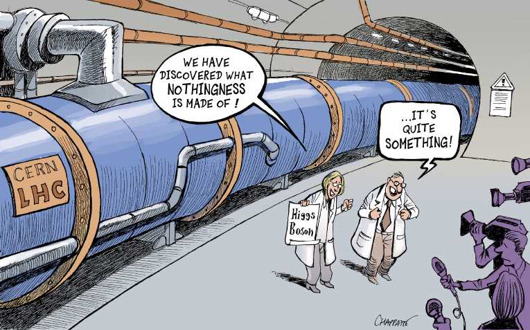 Political/Editorial Cartoon by Patrick Chappatte, International Herald Tribune on Key to Universe Discovered