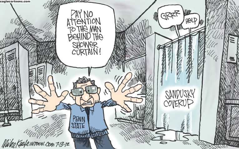 Political/Editorial Cartoon by Mike Keefe, Denver Post on Investigation Blasts Penn State