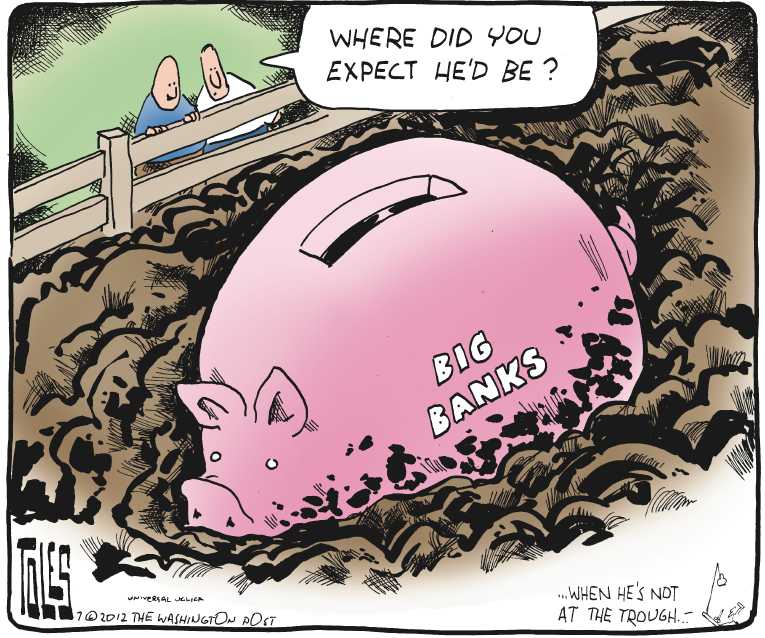 Political/Editorial Cartoon by Tom Toles, Washington Post on Largest Bank Scandal Ever Unearthed