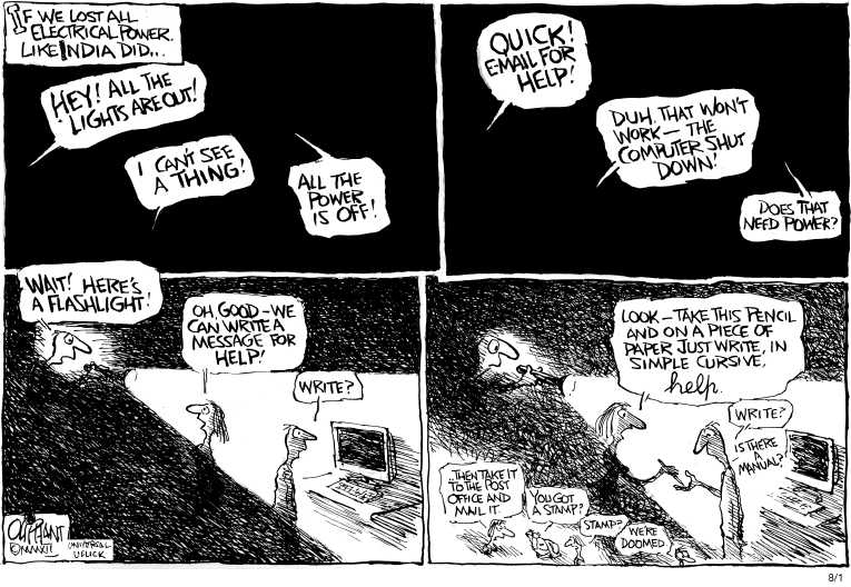 Political/Editorial Cartoon by Pat Oliphant, Universal Press Syndicate on Infrastructure Failing