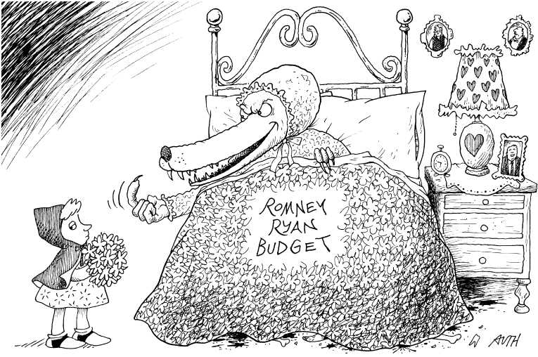 Political/Editorial Cartoon by Tony Auth, Philadelphia Inquirer on Romney Picks Ryan As Running Mate