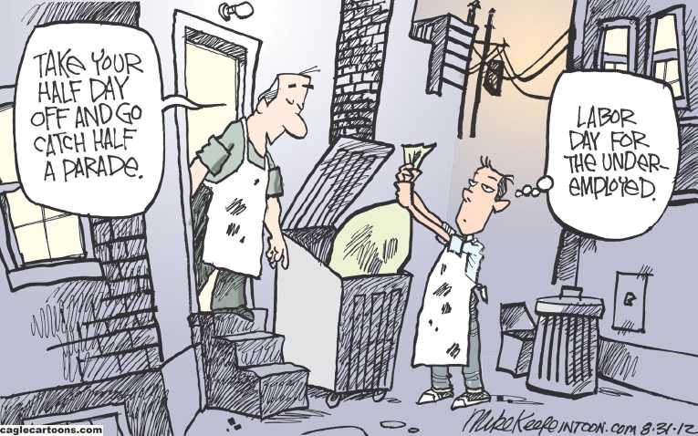 Political/Editorial Cartoon by Mike Keefe, Denver Post on Economy Showing Progress