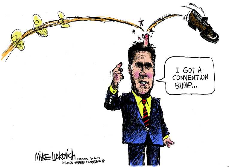 Political/Editorial Cartoon by Mike Luckovich, Atlanta Journal-Constitution on Romney Campaign Having an Impact