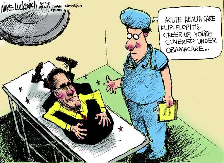 Political/Editorial Cartoon by Mike Luckovich, Atlanta Journal-Constitution on Romney Campaign Having an Impact