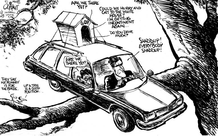 Political/Editorial Cartoon by Pat Oliphant, Universal Press Syndicate on Romney Campaign Having an Impact