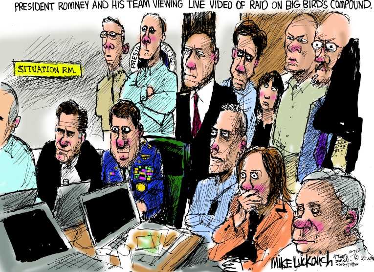 Political/Editorial Cartoon by Mike Luckovich, Atlanta Journal-Constitution on Big Bird Threatened