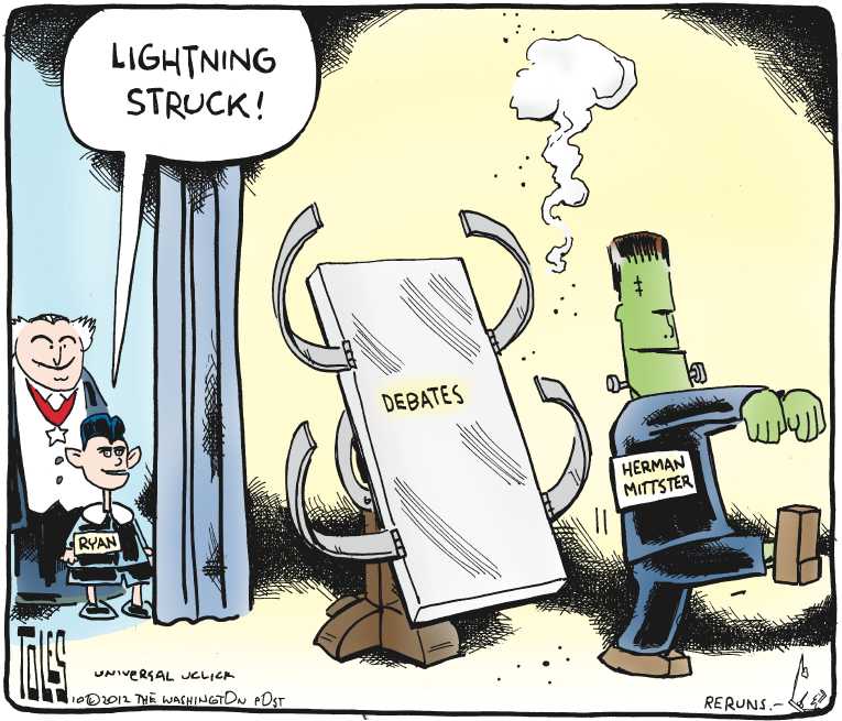 Political/Editorial Cartoon by Tom Toles, Washington Post on Obama Skips Debate