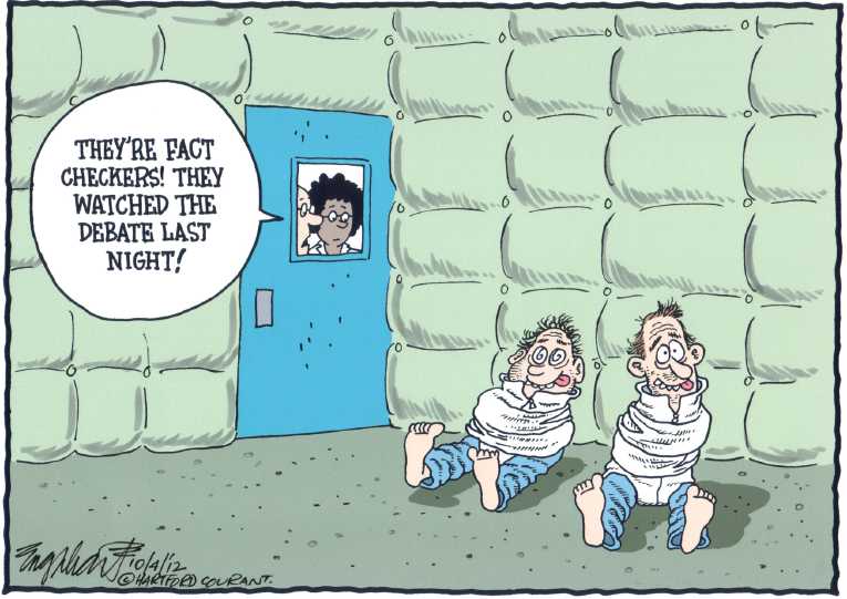 Political/Editorial Cartoon by Bob Englehart, Hartford Courant on Obama Skips Debate