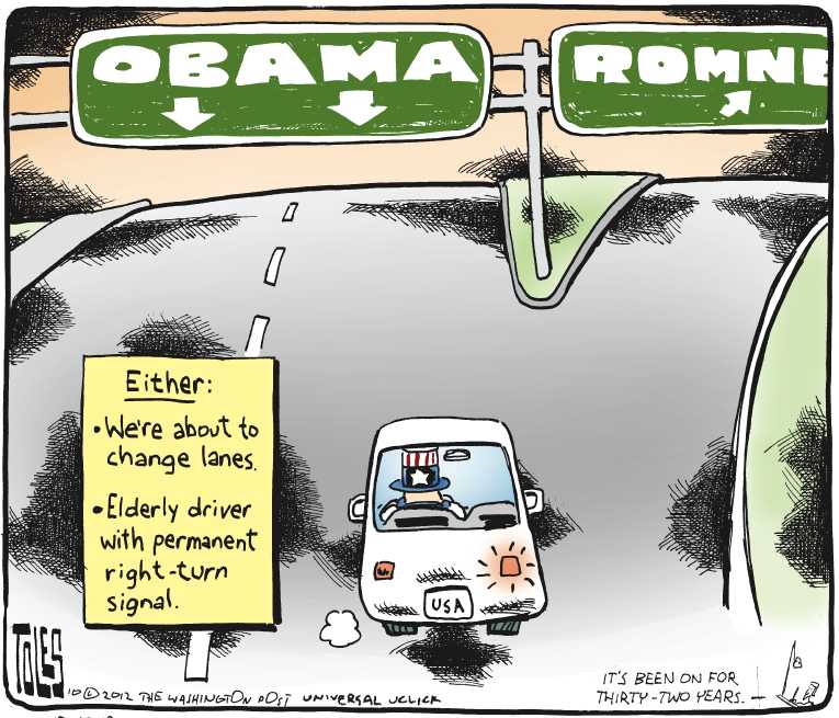 Political/Editorial Cartoon by Tom Toles, Washington Post on Polls Indicate Race Is Even