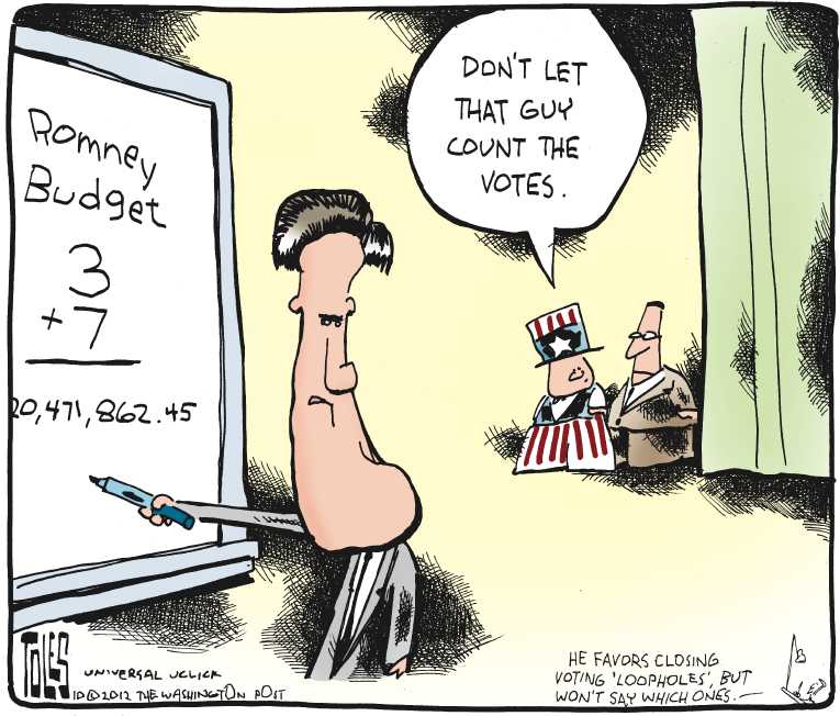 Political/Editorial Cartoon by Tom Toles, Washington Post on Race Is Neck and Neck