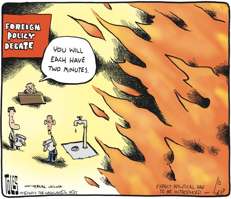 Political/Editorial Cartoon by Tom Toles, Washington Post on Obama Wins Third Debate