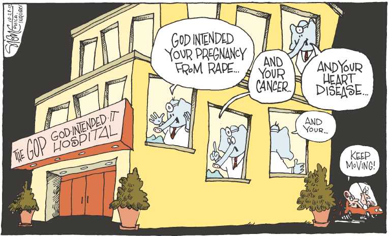 Political/Editorial Cartoon by Signe Wilkinson, Philadelphia Daily News on GOP Doubling Down on Women
