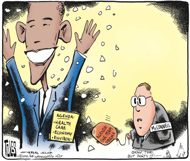 Political/Editorial Cartoon by Tom Toles, Washington Post on Obama Defeats Romney