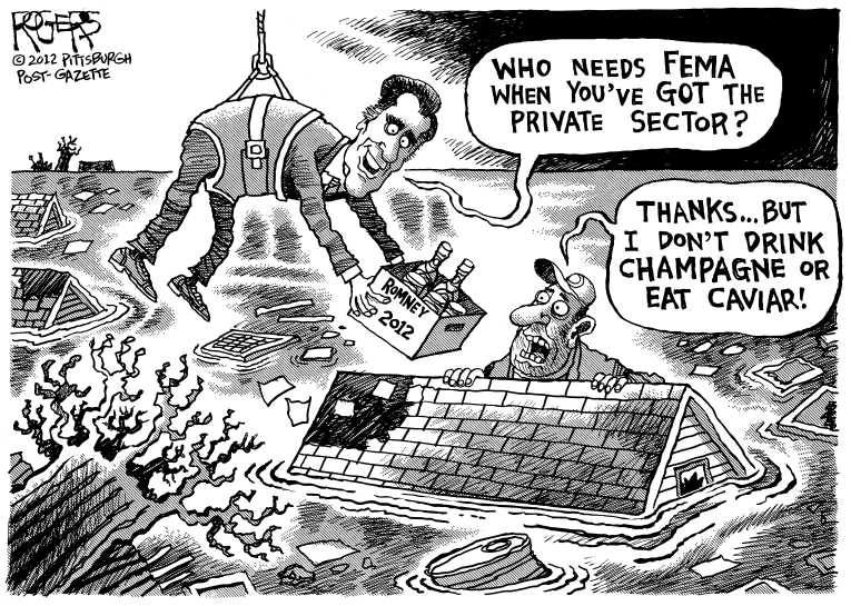 Political/Editorial Cartoon by Rob Rogers, The Pittsburgh Post-Gazette on Sandy Misery Continues