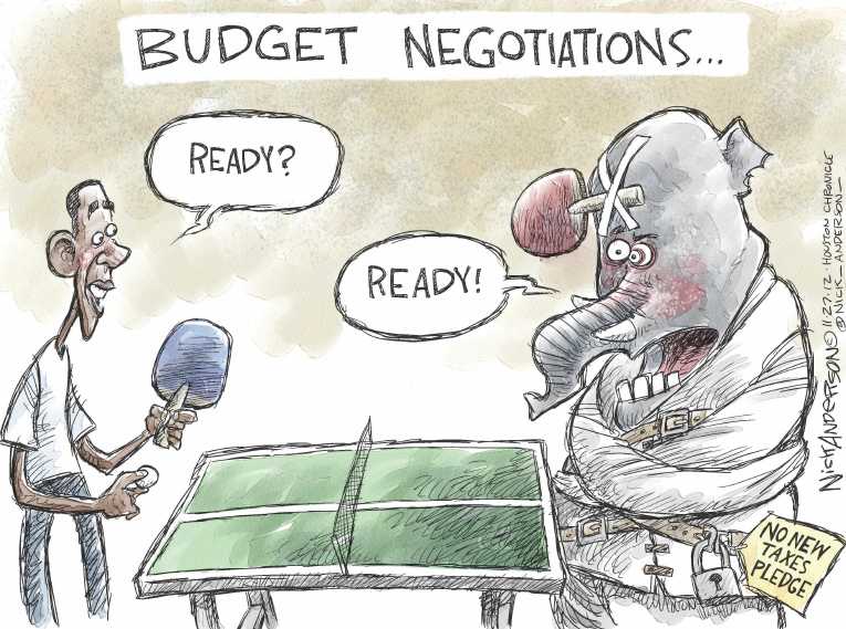 Political/Editorial Cartoon by Nick Anderson, Houston Chronicle on Republicans Consider Compromise