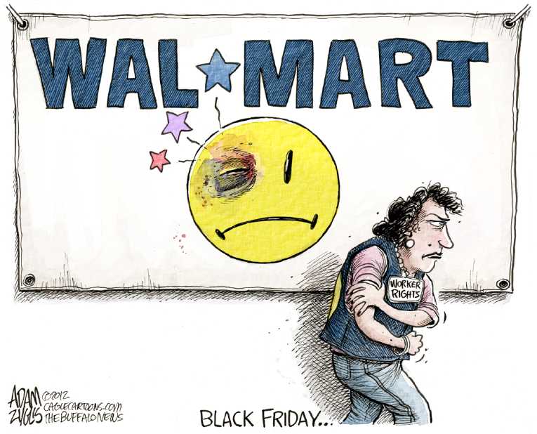 Political/Editorial Cartoon by Adam Zyglis, The Buffalo News on Walmart Under Fire