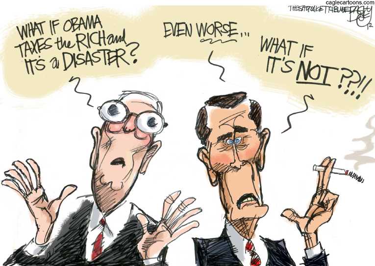 Political/Editorial Cartoon by Pat Bagley, Salt Lake Tribune on Fiscal Cliff Looms