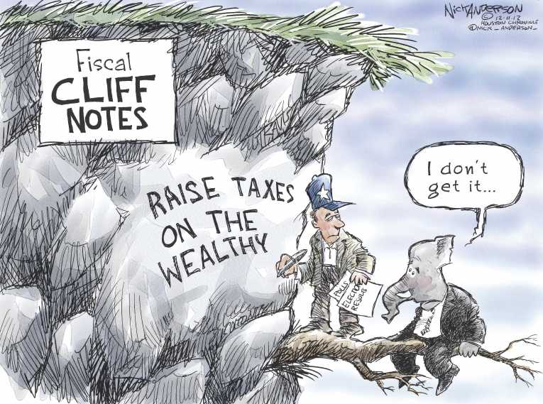 Political/Editorial Cartoon by Nick Anderson, Houston Chronicle on Boehner: “We Have Upper Hand”