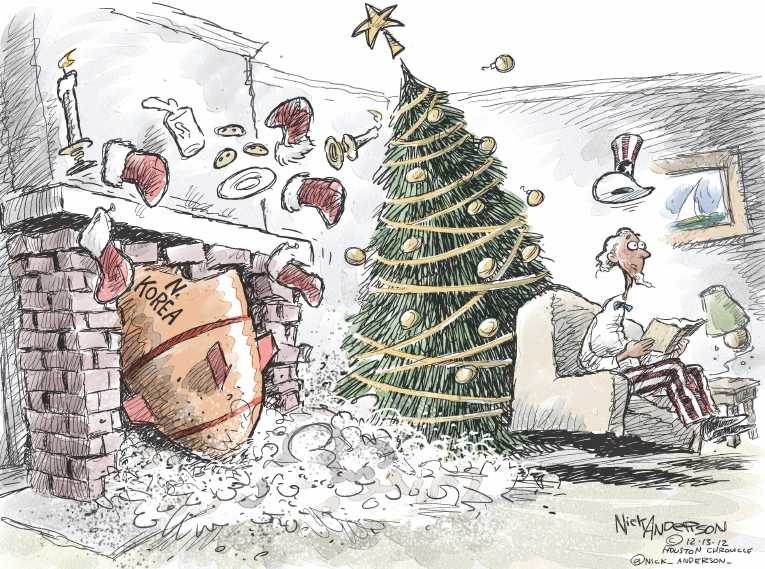 Political/Editorial Cartoon by Nick Anderson, Houston Chronicle on North Korea Test Fires Missile