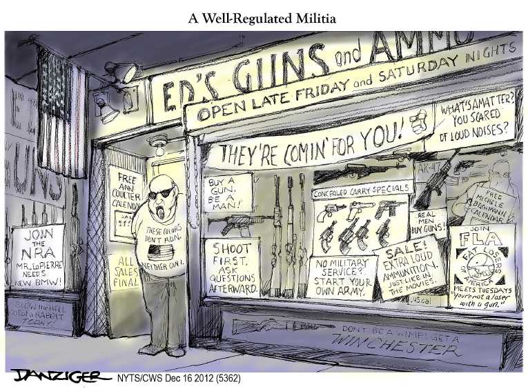 Political/Editorial Cartoon by Jeff Danziger, CWS/CartoonArts Intl. on 27 Dead in School Massacre