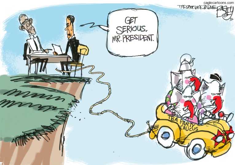 Political/Editorial Cartoon by Pat Bagley, Salt Lake Tribune on Budget Deadlock Worsening