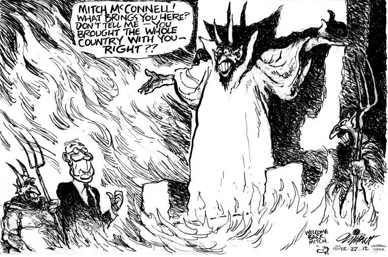 Political/Editorial Cartoon by Pat Oliphant, Universal Press Syndicate on Budget Deadlock Worsening