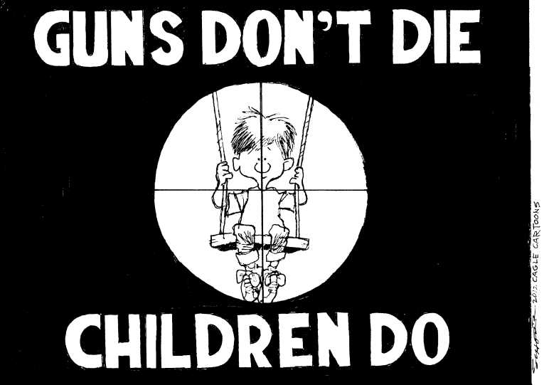 Political/Editorial Cartoon by Bill Schorr, Cagle Cartoons on NRA Responds to Massacre