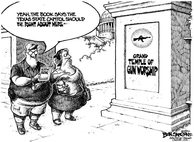 Political/Editorial Cartoon by Ben Sargent, Austin American-Statesman on NRA Responds to Massacre