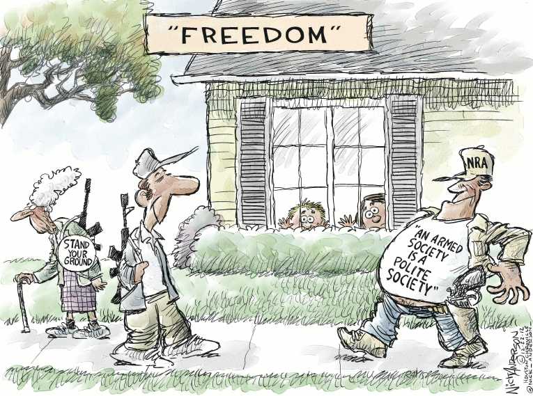 Political/Editorial Cartoon by Nick Anderson, Houston Chronicle on NRA Responds to Massacre