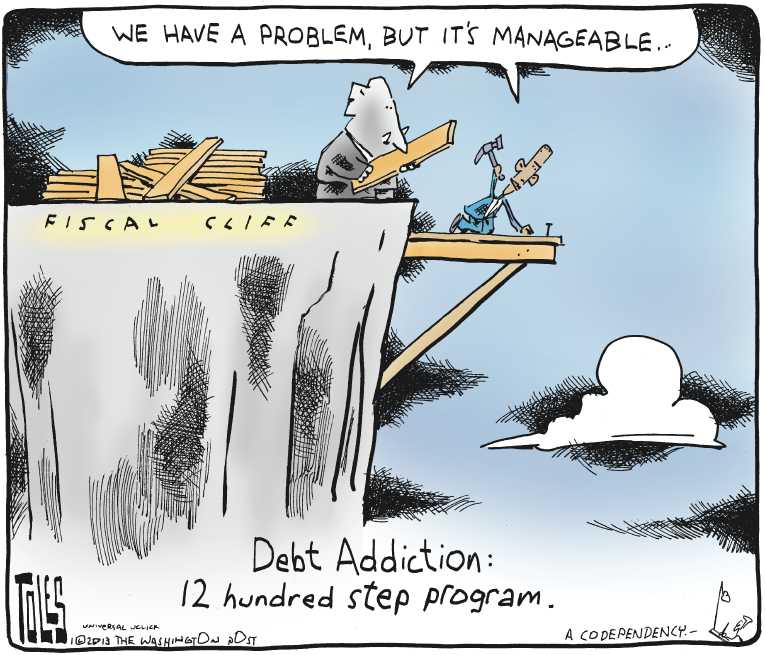 Political/Editorial Cartoon by Tom Toles, Washington Post on Final Hour Deal Reached