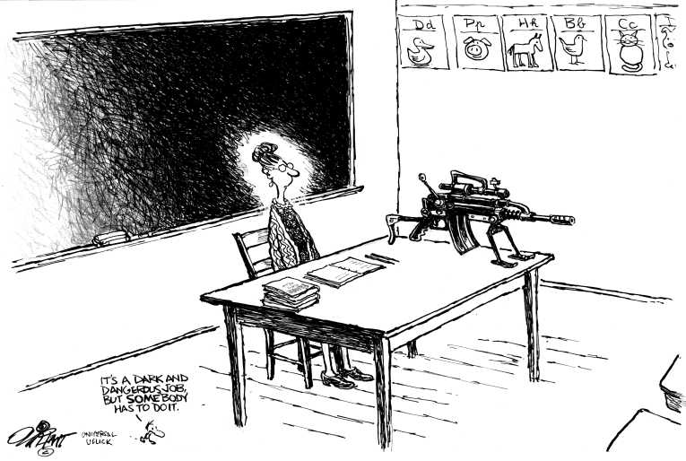 Political/Editorial Cartoon by Pat Oliphant, Universal Press Syndicate on New Gun Regulation Possible
