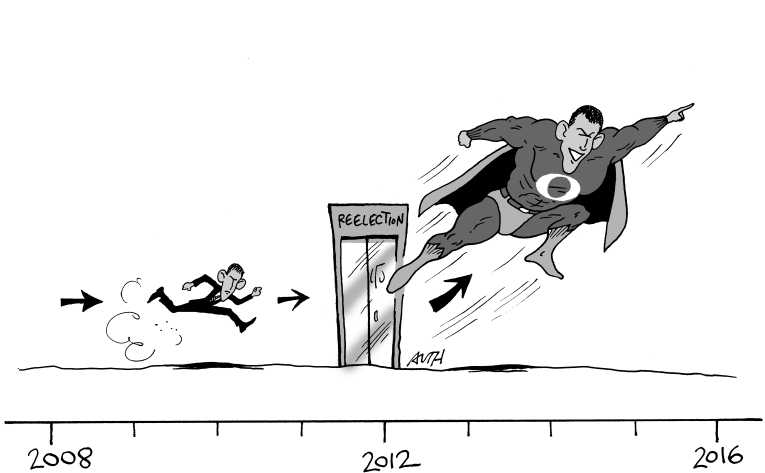Political/Editorial Cartoon by Tony Auth, Philadelphia Inquirer on Obama Inaugurated