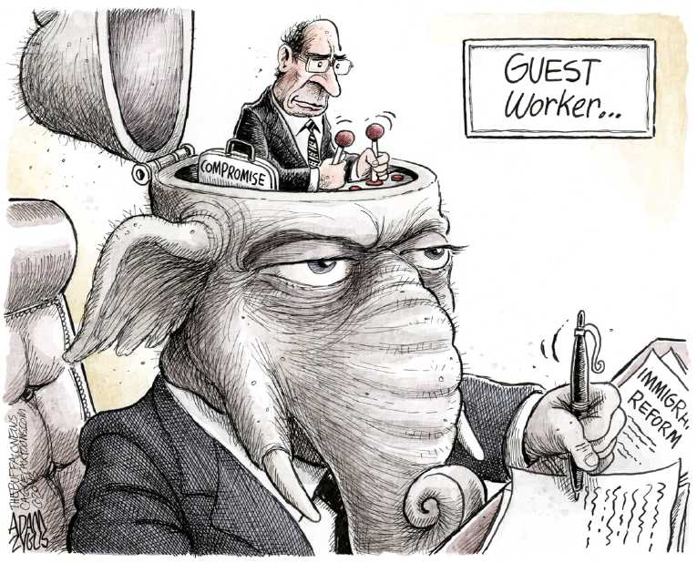 Political/Editorial Cartoon by Adam Zyglis, The Buffalo News on Movement on Immigration Reform