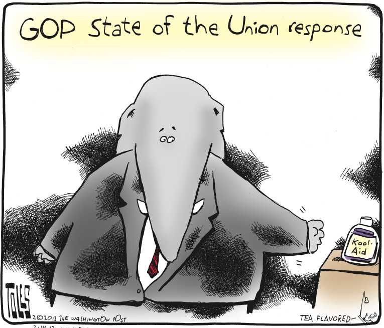 Political/Editorial Cartoon by Tom Toles, Washington Post on Obama Defines Goals