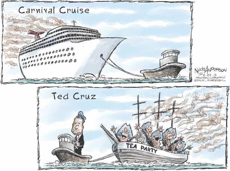 Political/Editorial Cartoon by Nick Anderson, Houston Chronicle on GOP Working With Obama