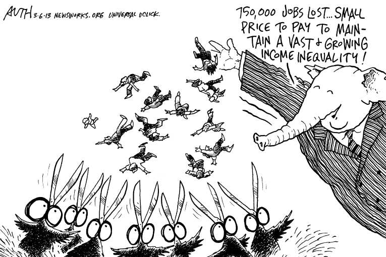 Political/Editorial Cartoon by Tony Auth, Philadelphia Inquirer on Stock Market Hits Record High
